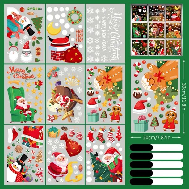 Piezas navideño para ventana, 9 hojas, muñeco de nieve, hombre de jengibre, decoración para el hogar y la Oficina, 130