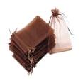 thumbnail image 3 of 100 bolsas de organza con cordón, bolsas de regalo de Navidad, bolsas para joyas, bolsas de malla transparente Marrón, 3 of 9