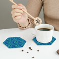 thumbnail image 3 of Leather Coasters with Heat-resistant for Drinks, Artistic Swirl Snake Blue -标题2 Hexagon, 3 of 5