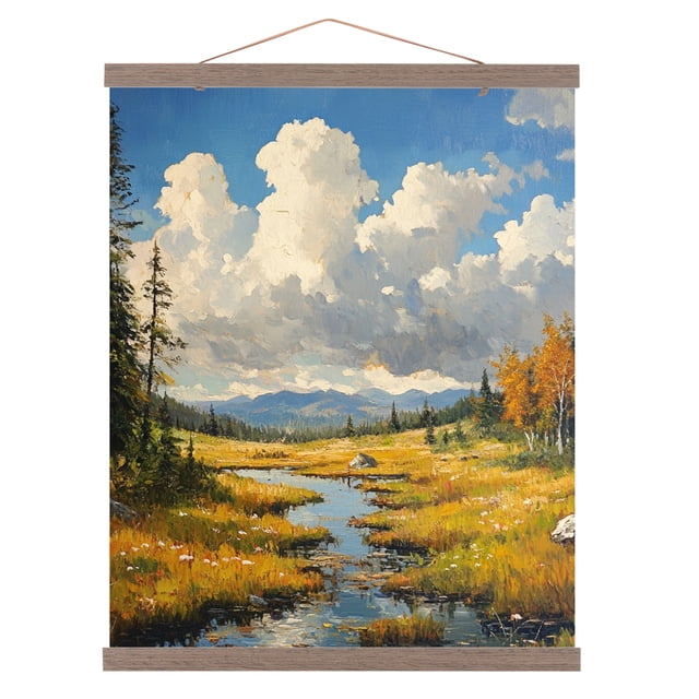 Uxcell 1 Set Magnetic Poster Hanger Frame 16.14" Wooden Magnet Picture Hangers Frames Wide Hanging Kit Dark Brown