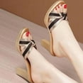 thumbnail image 4 of Nrmvnmi Women High Heels Slides Open Pointed Toe Summer Crisscross Band Platform Heeled Sandals Pumps Gold Mothers Day Gifts, 4 of 8