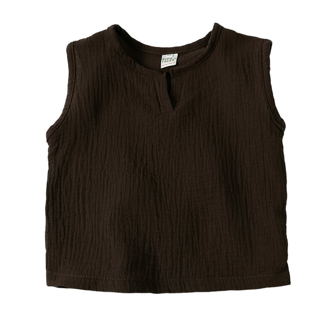 Toddler Kids Solid Cotton Crew Neck Tank Tops, Soft Breathable Sleeveless Layering Tops for Daily Wear