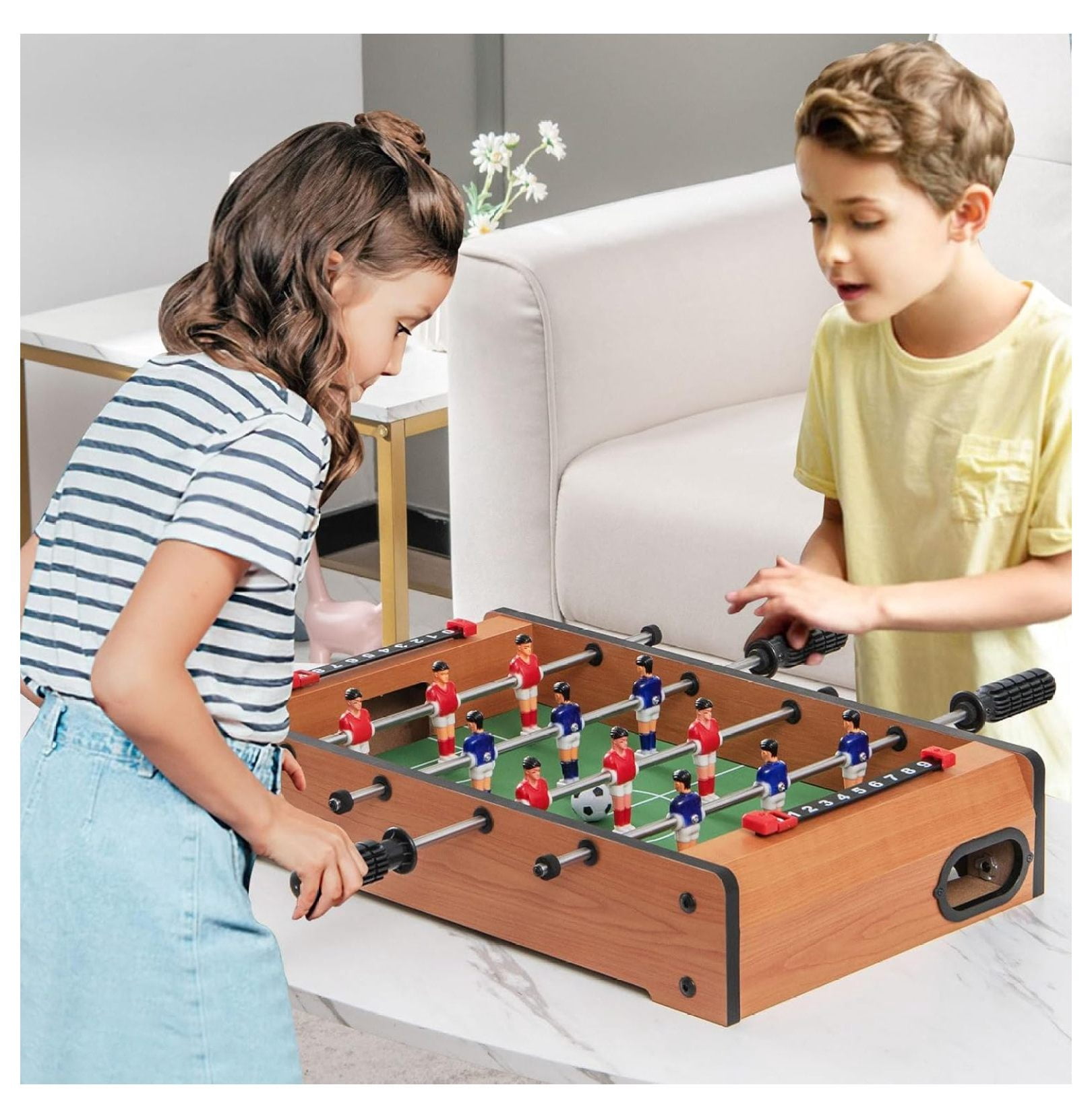 Foosball Table, 20" Mini Foosball Table with 2 Balls for Kids, Table Top Foosball for Game Room Home Office Dorm
