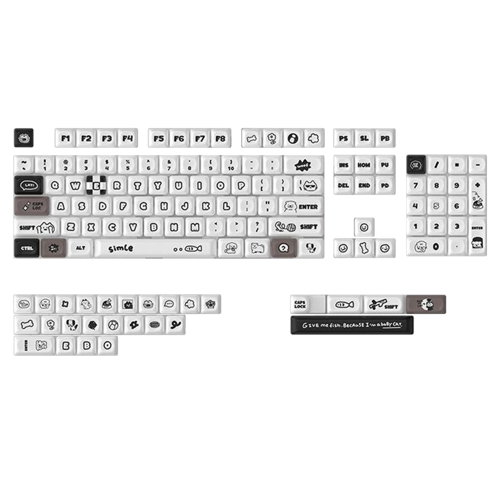 140Key PBTs Keycaps with Cats and Puppy Design MOAs Profile Dyes Sublimation Mechanical Keyboards Compatible
