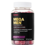 GNC Mega Men Multivitamin Gummies, 120 Count, Vitamin A, C, and D3 Support for Men