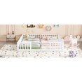 thumbnail image 6 of Double Twin Floor Bed with Guardrails - White, Pine & Plywood, 200lbs+200lbs Capacity, No Box Spring, Space-Saving, 6 of 24