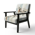 thumbnail image 3 of Designart "Beige Blue Suprematism Fragmented Geometries II" Multi-Color Abstract Suprematism Upholstered Accent Chair - Modern Arm Chair For Living Room, 3 of 7