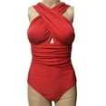 thumbnail image 4 of Ketyyh-chn99 Maillots de Bain pour Femmes Shorts de Natation Hauts Femmes Encolure Dégagée Découpé Échancré Haut Maillot de Bain une Pièce Rouge,G, 4 of 5