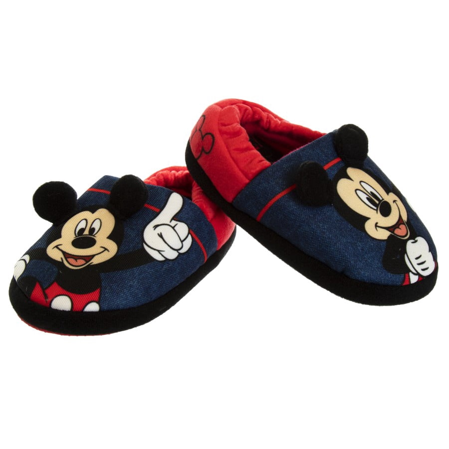 Disney Mickey Mouse Toddler Boys Legendary Dual Sizes Slippers, Blue, 5-6