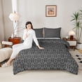 thumbnail image 4 of Feelyou Boho Mandala Damask Queen Comforter Set, Grey Sheep Skeleton Bedding Set, 3pcs, 4 of 8