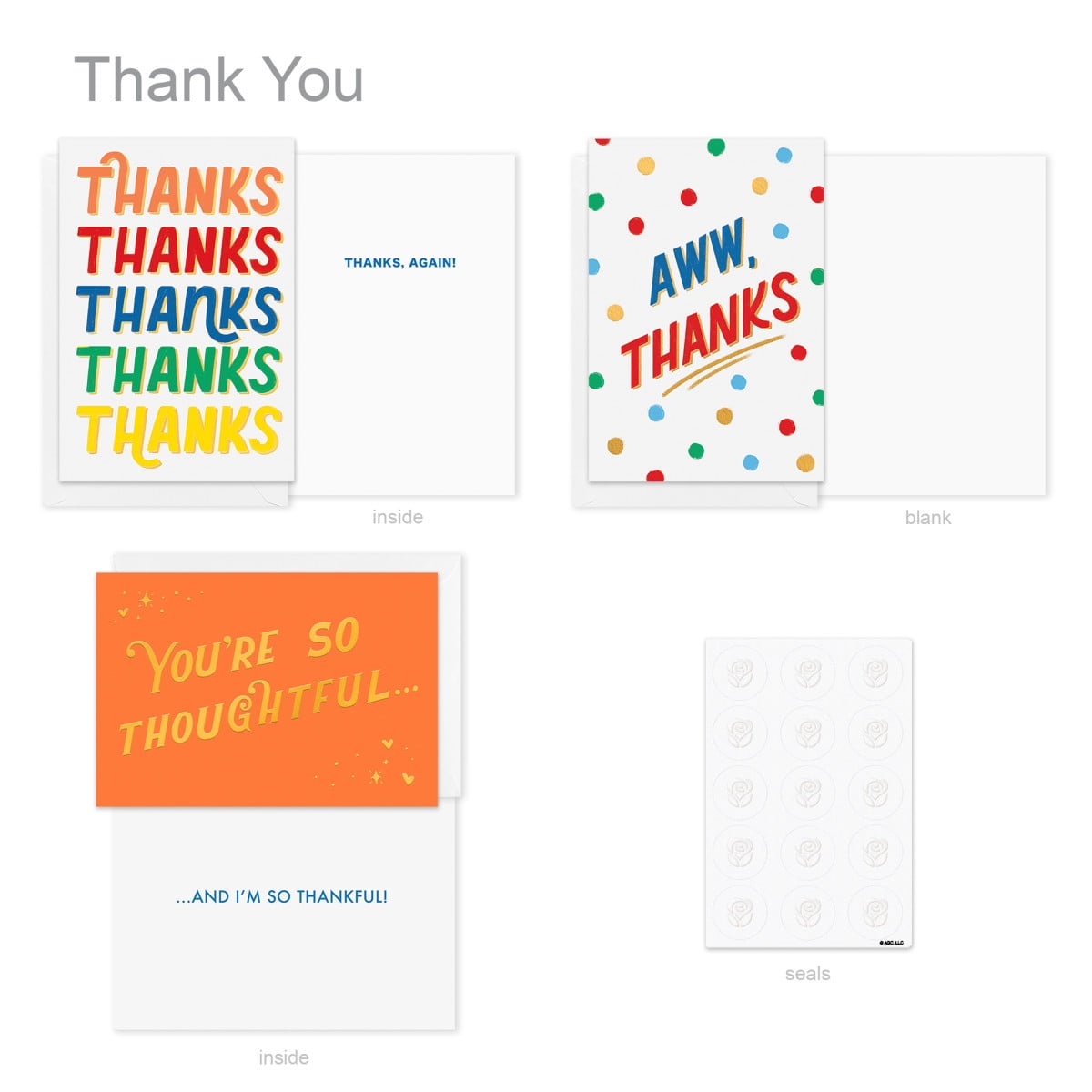 American Greetings - Assortiment de 15 cartes de remerciements avec enveloppes et cachets (Gros merci)