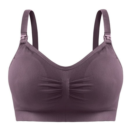 

huanledash Breasted Closure Elastic Shoulder Straps Wire Free Anti-Sagging Nursing Bra Women Padded Open Front Maternity Breastfeeding Bra