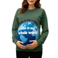 thumbnail image 2 of RKSTN Funny Maternity Sweatshirt for Women Plus Size Crewneck Pregnancy Graphic Print Sweatshirt Womens Casual Oversized Round Neck This is Not a Baby, This is My Whole World Print Sweatshirt, 2 of 7