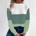 thumbnail image 4 of Turilly Women's New Knitted Sweater with Contrasting Color Splicing Round Neck Long Sleeved Pullover Top, 4 of 6