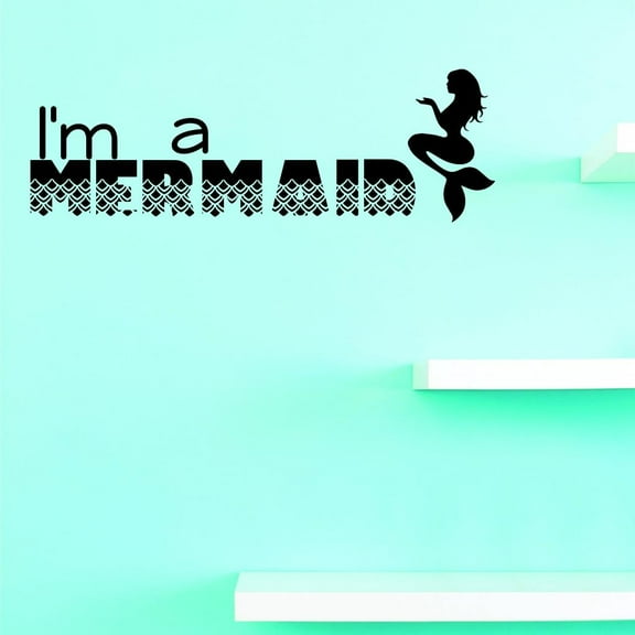 Custom Decals Im A Mermaid Wall Art Size: 20 X 40 Inches Color: Black