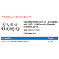 thumbnail image 2 of Intake Manifold Gasket Set - Compatible with 2007 - 2019 Chevy Silverado 2500 HD 6.0L V8 2008 2009 2010 2011 2012 2013 2014 2015 2016 2017 2018, 2 of 2