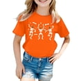 thumbnail image 2 of CONFREE Girls Halloween Short Sleeve Tshirts Crew Neck Cute Skeleton Graphic Casual Hallowmas T-Shirt for Kids, 2 of 4