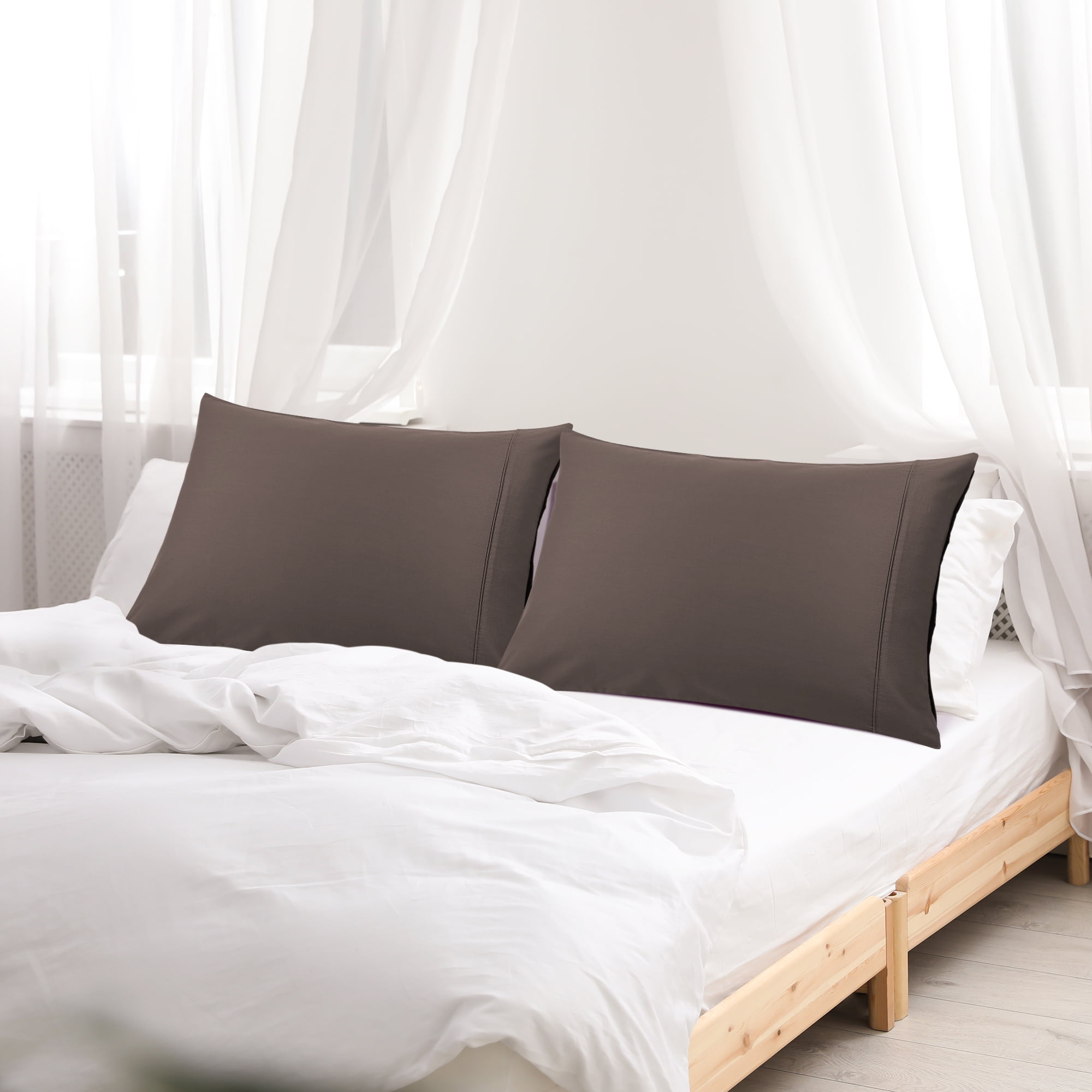 Unique Bargains Cotton Zipper Closure Pillowcase Set of 2 Beaver Standard