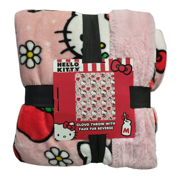 Hello Kitty Cloud throw with faux fur reverse 60" x 70"