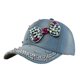 thumbnail image 1 of Gorra de béisbol de mezclilla de algodón con lazo de strass para mujer, 1 of 5