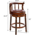 thumbnail image 4 of Comfortable Cow Top Leather Upholstered Bar Stool with Swivel Function, Wooden Legs - Home Kitchen Counter Dining Room Restaurant - Study or Pub - 26, 4 of 9