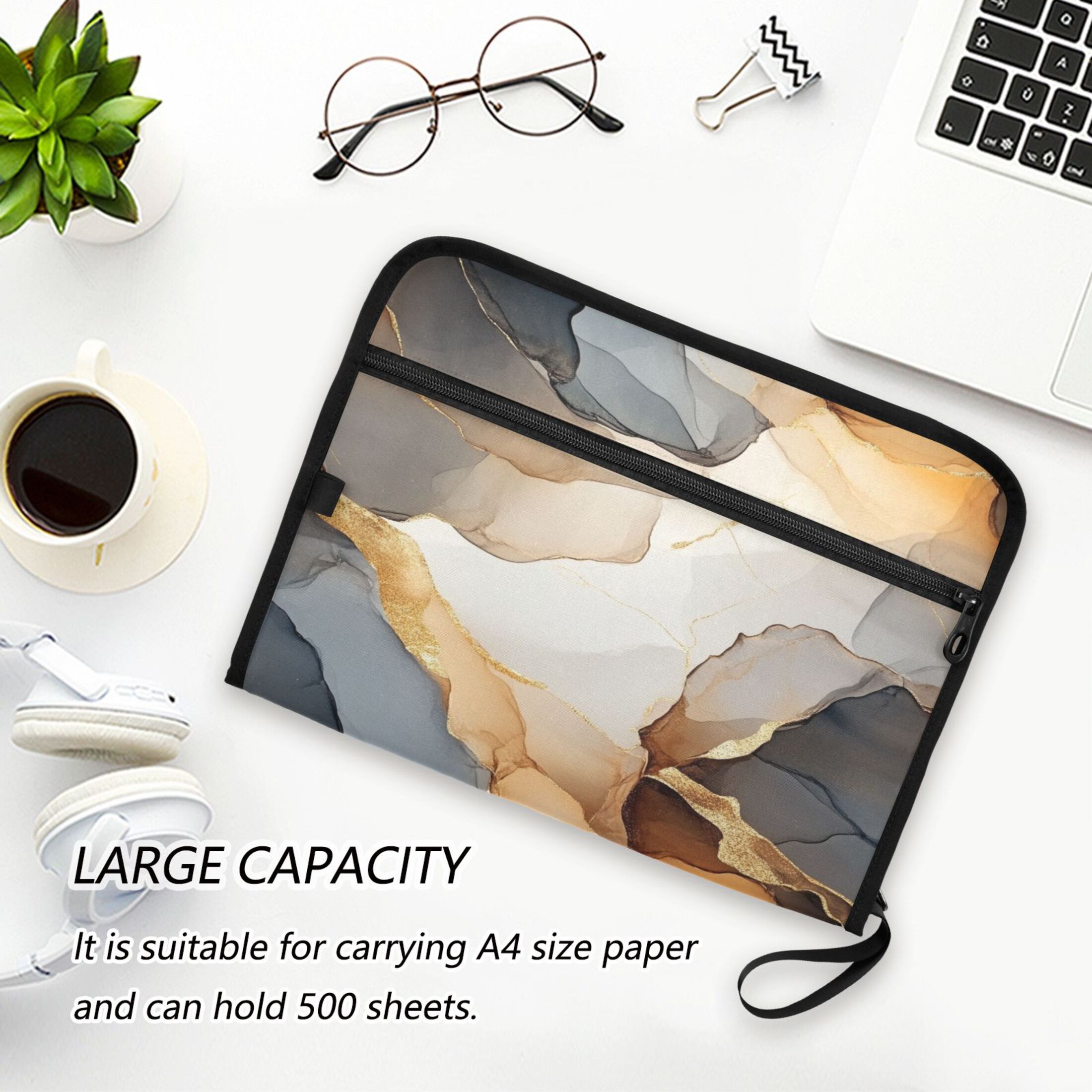 WOBOGO Brown Petal Texture Expanding File Folder Letter Size Accordion Filing Organizer 13 Pocket Separate Organ Pocket