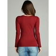 thumbnail image 3 of Women's Junior and Plus Size Basic Scoop Neck Tshirt Long Sleeve Tee, 2XL, 3Pk Black, Oatmeal, Burgundy, 3 of 5