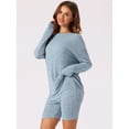 thumbnail image 2 of DARING DIVA Women's 2 Pcs Biker Shorts Lounge Sets Ribbed Knit Outfits Light Blue L, 2 of 6
