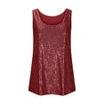 thumbnail image 5 of Htigea Womens Tank Tops Casual Fashion V Neck Strappy Sequin Sparkle Shimmer Camisole Sleeveless Tanks Tops Wine,XL, 5 of 6