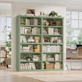 thumbnail image 2 of Hiphuta 63"W Extra Large and Sturdy Bookcase, Double Wide 6-Tier Bookshelf, Tall Bookcase for Home Office and Living Room, Wooden Freestanding Display Shelf, Green, 2 of 7