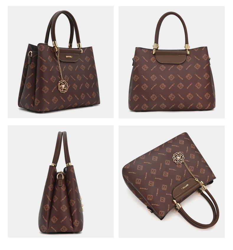 Purses and Handbags for Women Printed Shoulder Tote Bags Retro Top Handle Satchel Vegan Leather Work Bag Designer Crossbody Bag