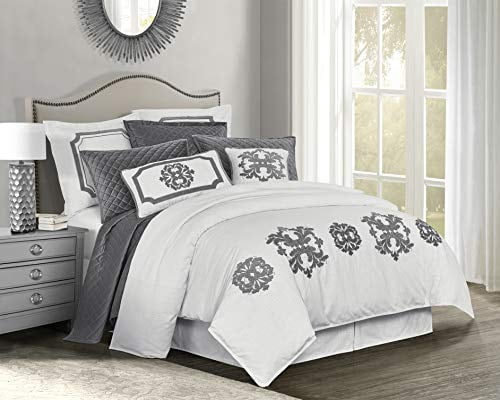 HiEnd Accents FB1755DU-SK-GY Linen Duvet Cover, Gray