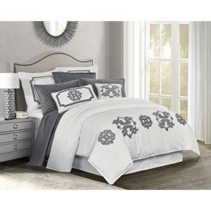HiEnd Accents FB1755DU-SK-GY Linen Duvet Cover, Gray