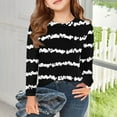 thumbnail image 6 of Abcomgle Girls Long Sleeve Tops 10-12 Crewneck Fall Shirts for Girls Casual Basic Girls Tops Trendy Striped Colorblock Girls Tunic Tops 7-8 Years,Black, 6 of 6