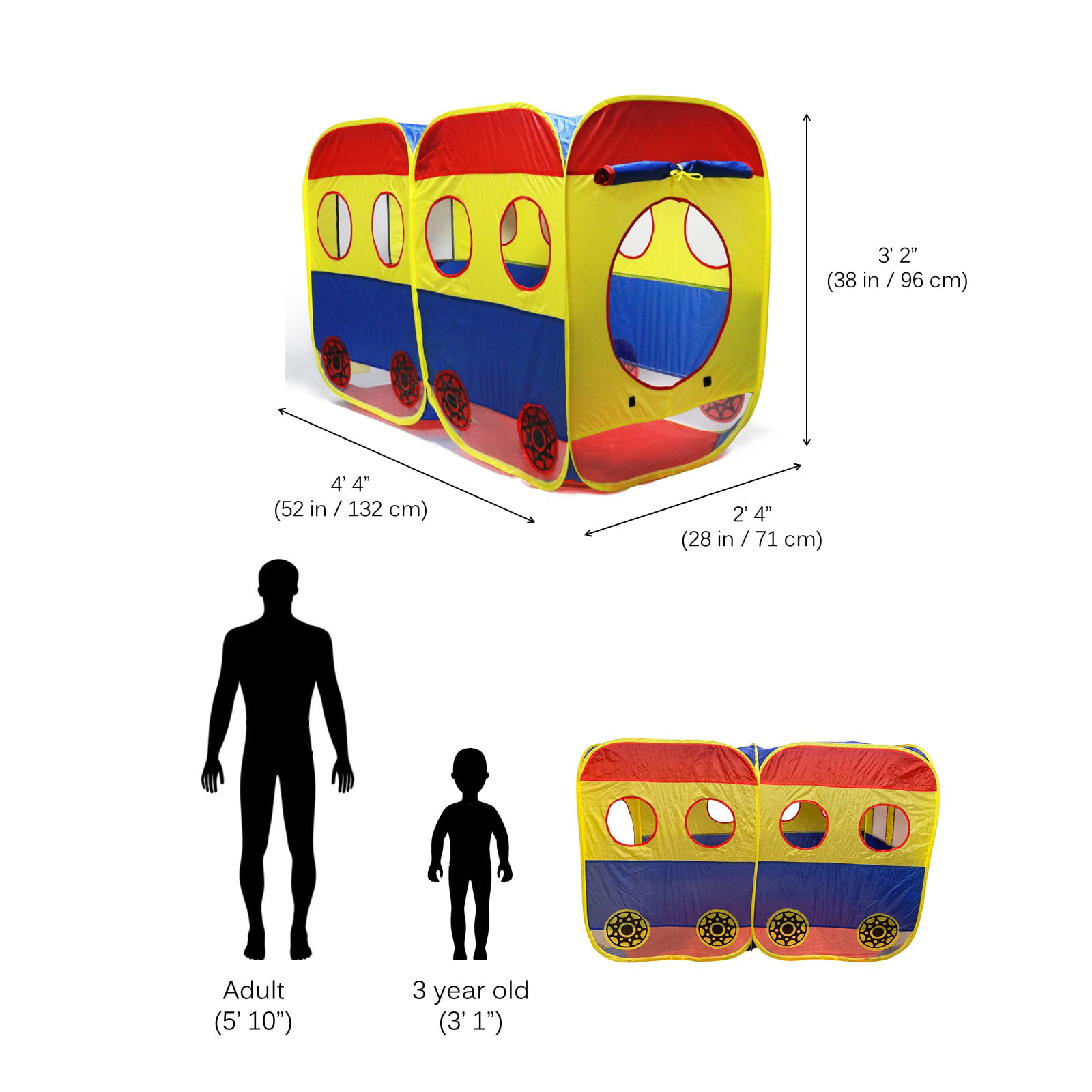 Vokodo Kids Pop Up School Bus Play Tent Magical Playhouse Tunnel 