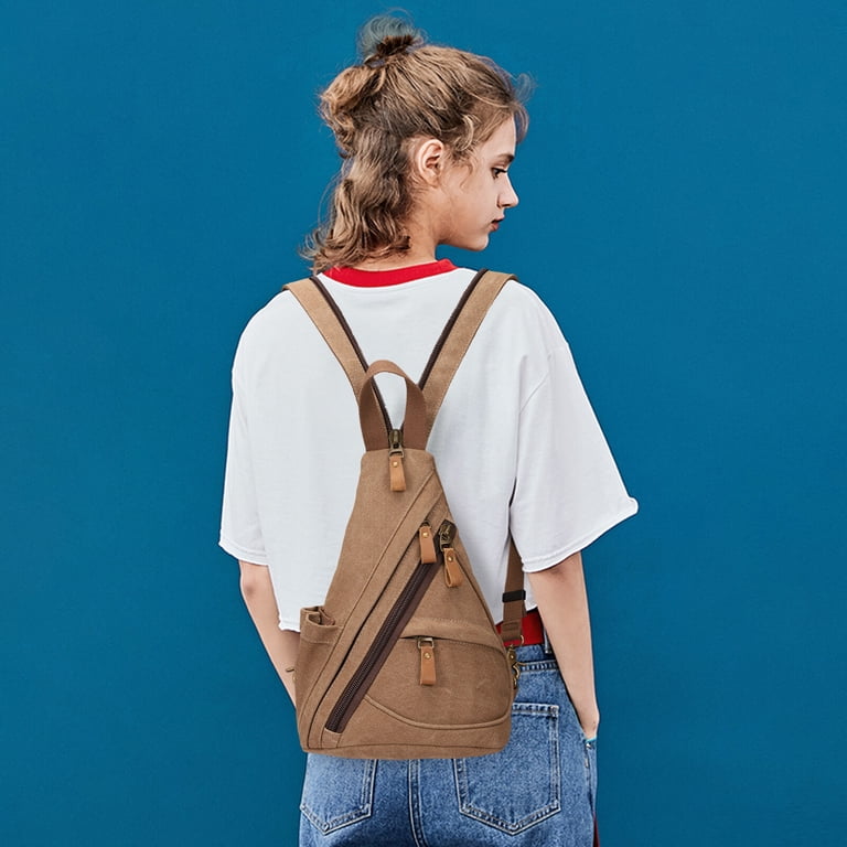 KL928 embroidered  Canvas Sling Bag - Backpack Shoulder Casual Daypack Rucksack KL928 Sling Bag for Men Women Small Crossbody Backpack  main image 2