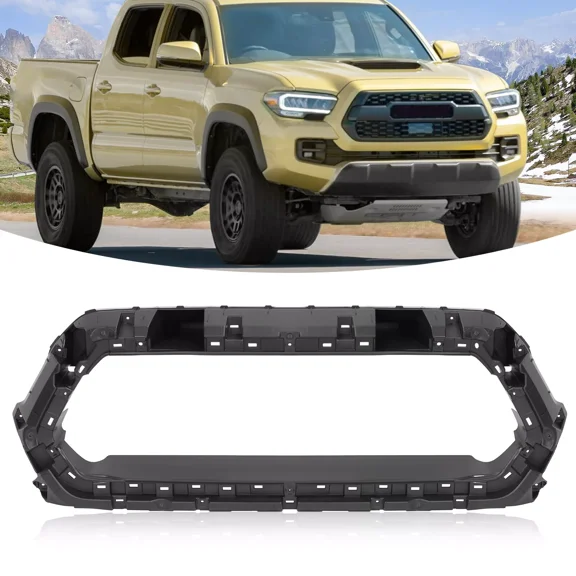 Kojem Grille Surround for 2016-2022 Toyota Tacoma Front Upper Grille Outer Frame Bracket Holder Plastic(ABS) Black