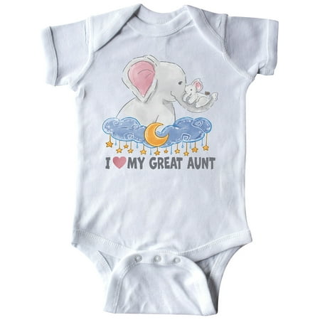 

Inktastic I Love My Great Aunt Cute Elephants with Moon and Stars Gift Baby Boy or Baby Girl Bodysuit