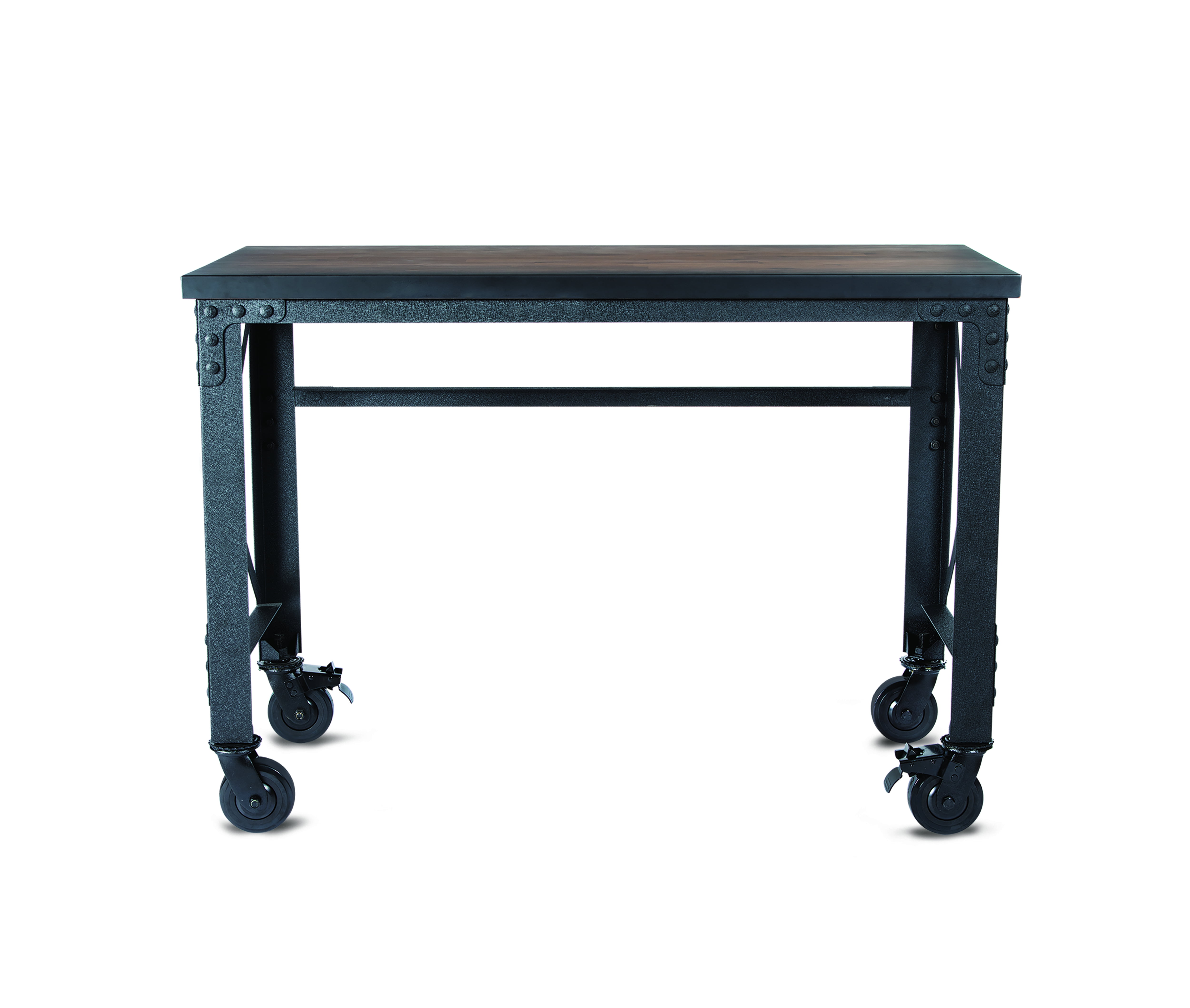 Carbon Loft Laennec Black Steel Industrial Rolling Desk Black Large 