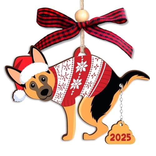 NewEleven Loyal Gift for Dog Owners Christmas German Shepherd Wooden Ornament, Pet Lover Decoration