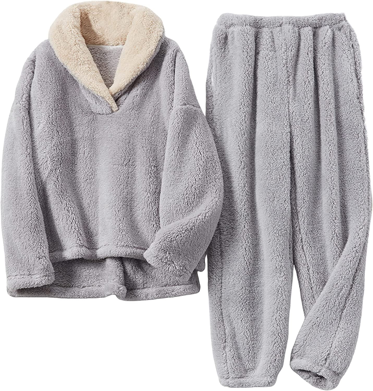 DanceeMangoos Women's Fleece Pajamas Sets Fluffy Sleepwear Warm Sherpa  Pullover Pants with Pockets - Walmart.com