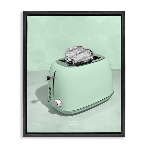 Stupell Industries Disco Toaster Over Green Black Framed Floater Canvas Wall Art, design by LISH Creative
