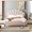 Beige, variant on Cfowner Full Size Upholstered Platform Bed Frame with Flower Pattern Velvet Headboard, Beige