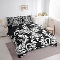thumbnail image 4 of Manfei Black White Damask 7pcs Bedding Comforter Set for Adult, Bohemian Flower Floral Queen Bedding Sets, Hippie Mandala Style Reversible Queen Sheet Sets, Luxury Bedroom Decor, 4 of 8