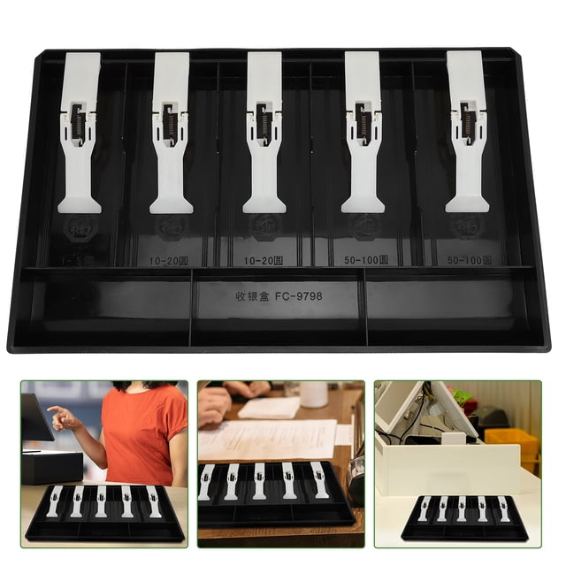 OUNONA Cash Register Box Plastic Multi Black for Bill Organization 1Pack