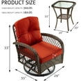thumbnail image 3 of Amolife 3 Pieces Wicker Patio Furniture Set, Bistro Set with Outdoor Swivel Rocking Chair and Coffee Table, Red, 3 of 9
