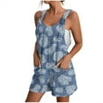 thumbnail image 1 of IROINID Femmes Imprimé Shorts Combinaisons, Femmes Été Confortable Bretelles Décontractée Impression Shorts Poche Combinaison Short Bleu M, 1 of 6