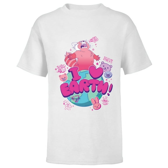 Disney and Pixar’s Turning Red I Heart Earth Day Panda Mei - Short Sleeve T-Shirt for Kids - Customized-White