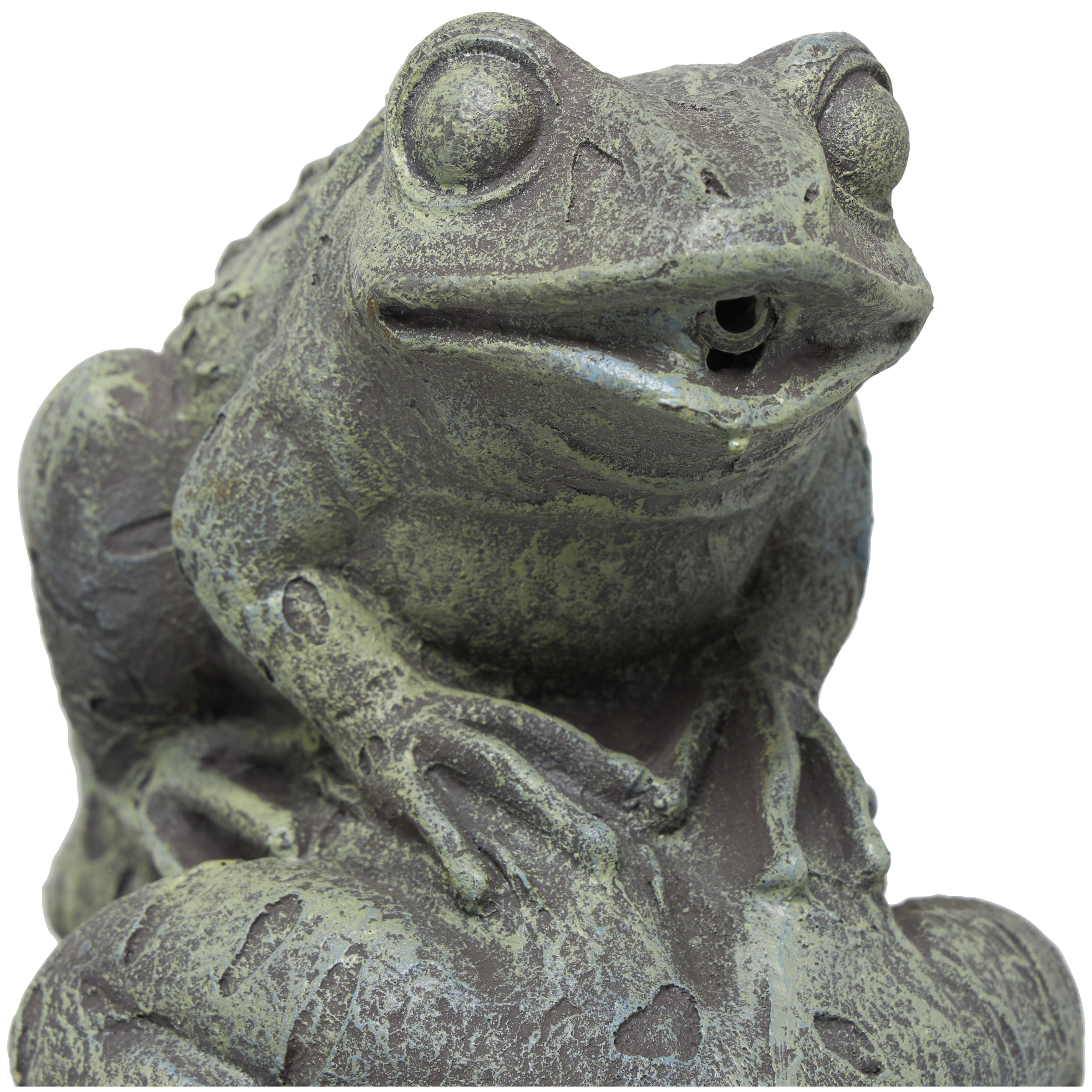 DecMode Green Stacked Frog Fountain Indoor Outdoor Decor with Bowl Base