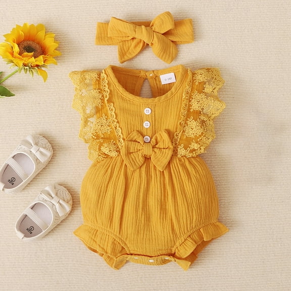 GYRATEDREAM Newborn Baby Girl Clothes Infant Romper Ruffle Sleeve Jumpsuit Bodysuit 0-3 Months